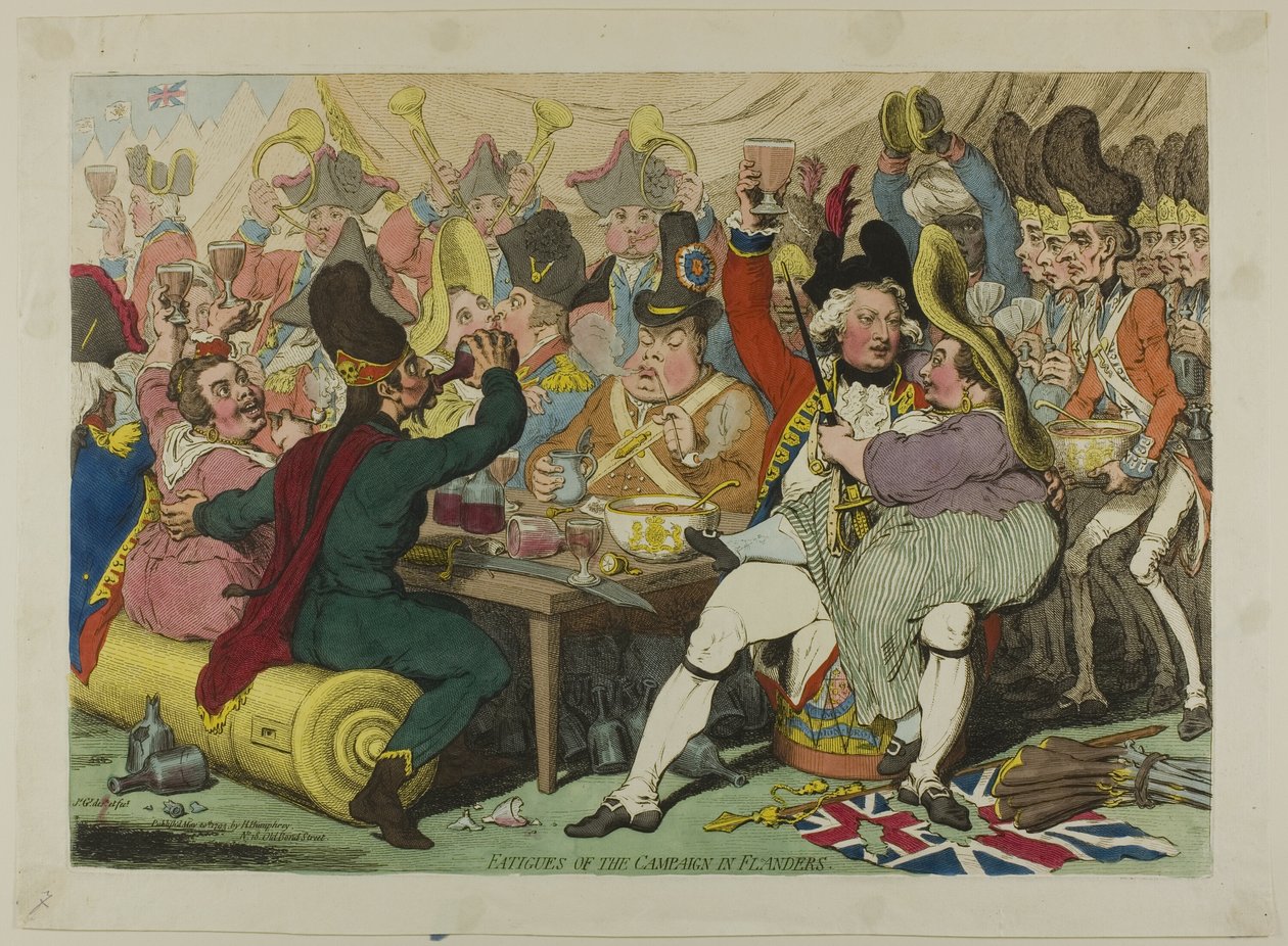 A flandriai hadjárat fáradalmai alkotó: James Gillray