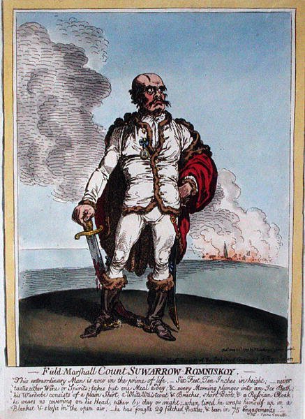 Field-Marshall gróf Suwarrow-Rominiskoy (1729-1800) Hannah Humphrey adta ki 1799-ben (kézzel színezett rézkarc) alkotó: James Gillray
