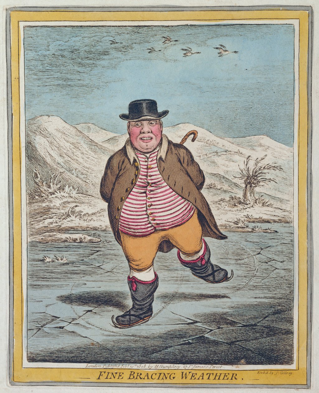 Fine Bracing Weather, Hannah Humphrey 1808-ban (kézzel színezett rézkarc) alkotó: James Gillray