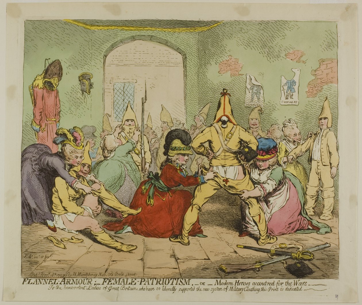 Flanel Páncél; Női hazaszeretet alkotó: James Gillray