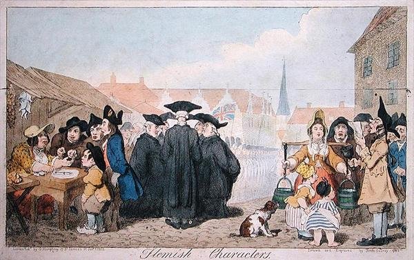 Flamand karakterek, G. Humphrey 1793-ban (kézzel színezett metszet) alkotó: James Gillray
