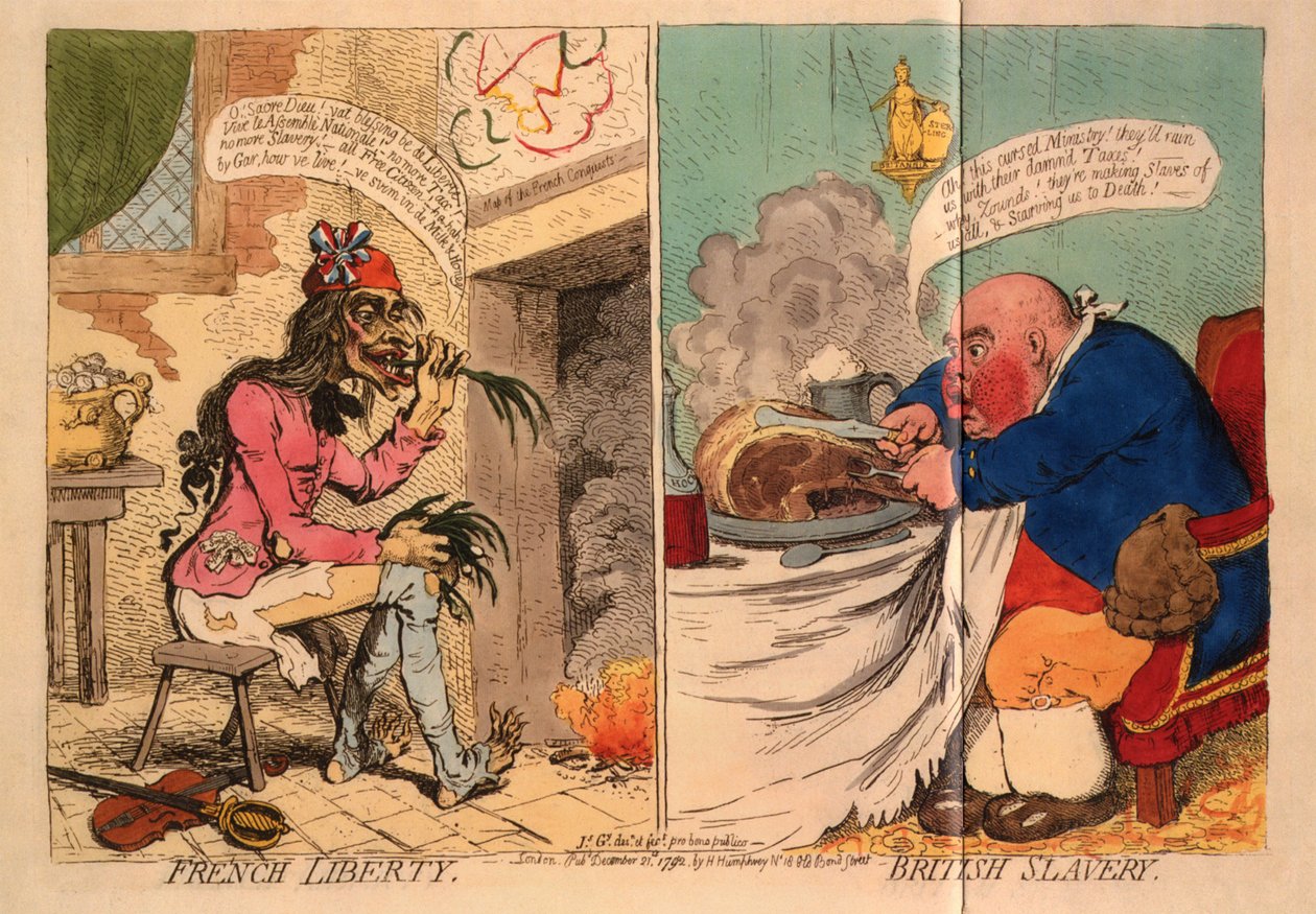 francia szabadság. Brit rabszolgaság, 1792 alkotó: James Gillray