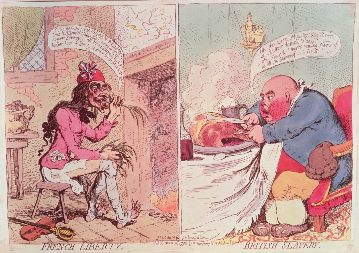 Francia szabadság: Brit rabszolgaság, 1789 körül, szatirikus karikatúra. alkotó: James Gillray