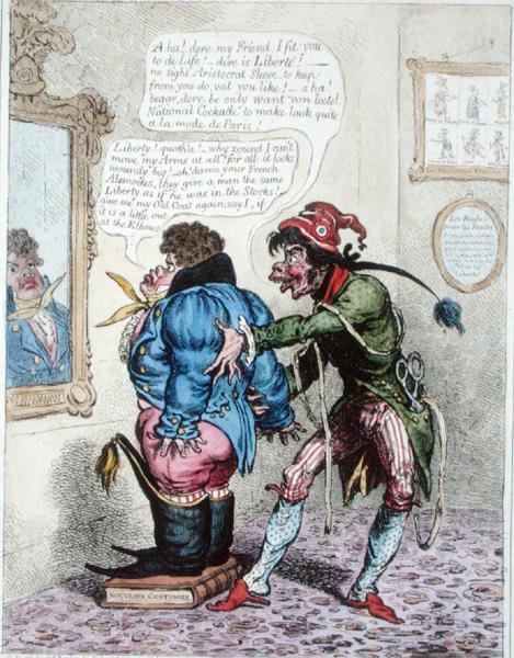A francia Taylor „Jean de Bry”-vel szerelte fel John Bull-t, Hannah Humphrey adta ki 1799-ben (kézzel színezett rézkarc) alkotó: James Gillray