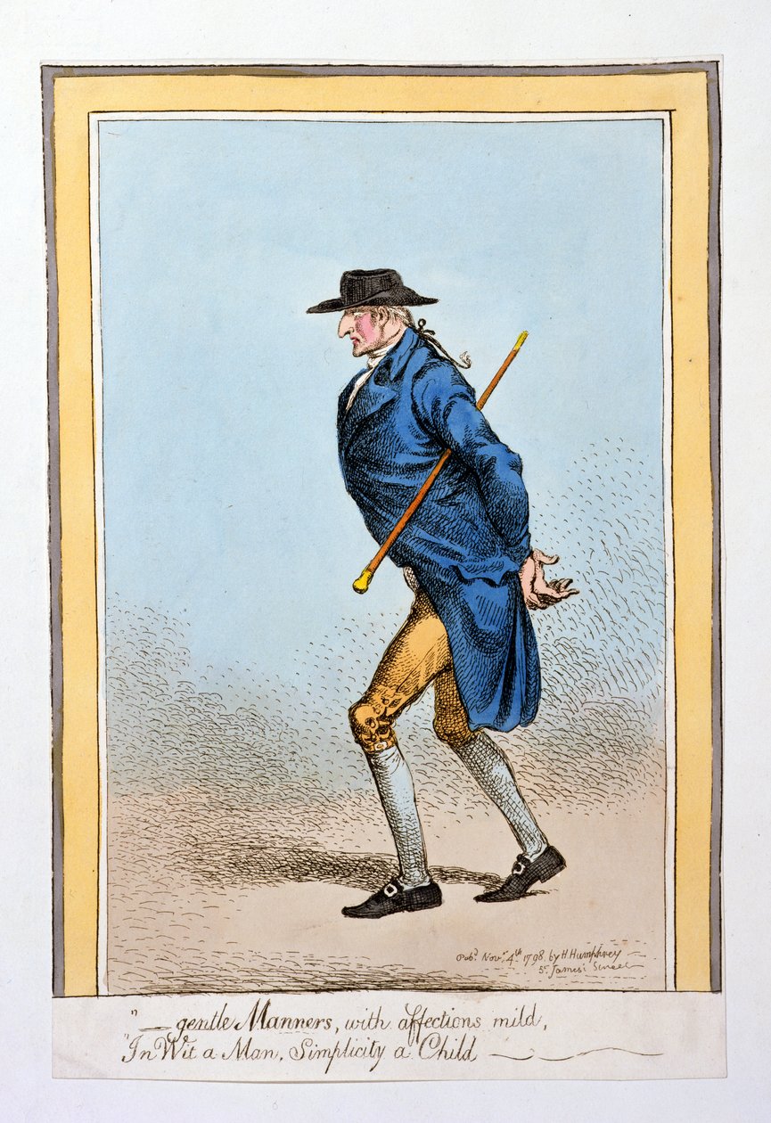"Gentle Manners, with affections enyhe, Wit a Man, Simplicity a Child" című könyvben, Hannah Humphrey adta ki 1798-ban (kézzel színezett rézkarc) alkotó: James Gillray