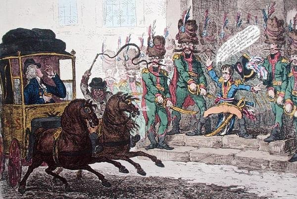 A német nemtörődömség, avagy a kis csont bosszúsága, avagy A diplomatika késői utazása Párizson keresztül alkotó: James Gillray