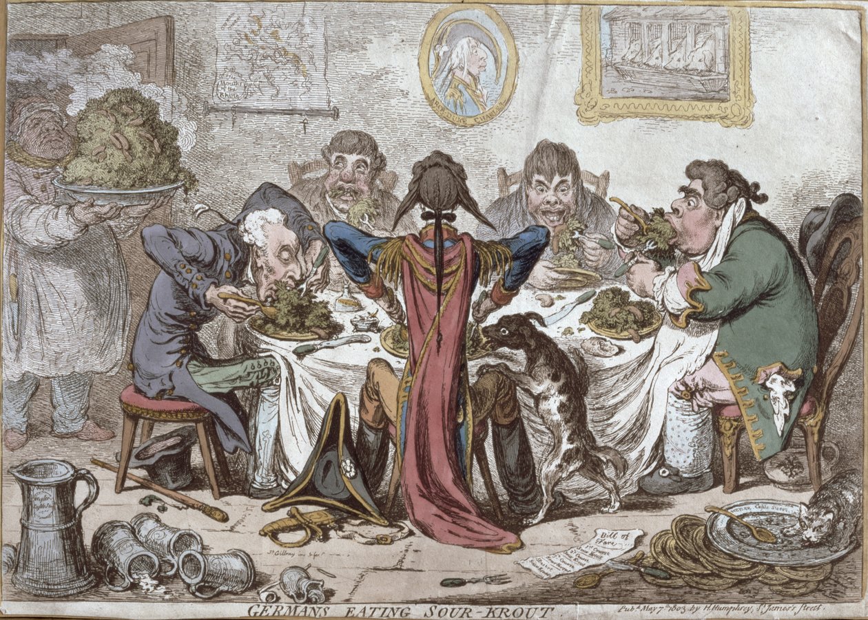 "Németek eszik a sósmorzsát", Hannah Humphrey kiad. alkotó: James Gillray