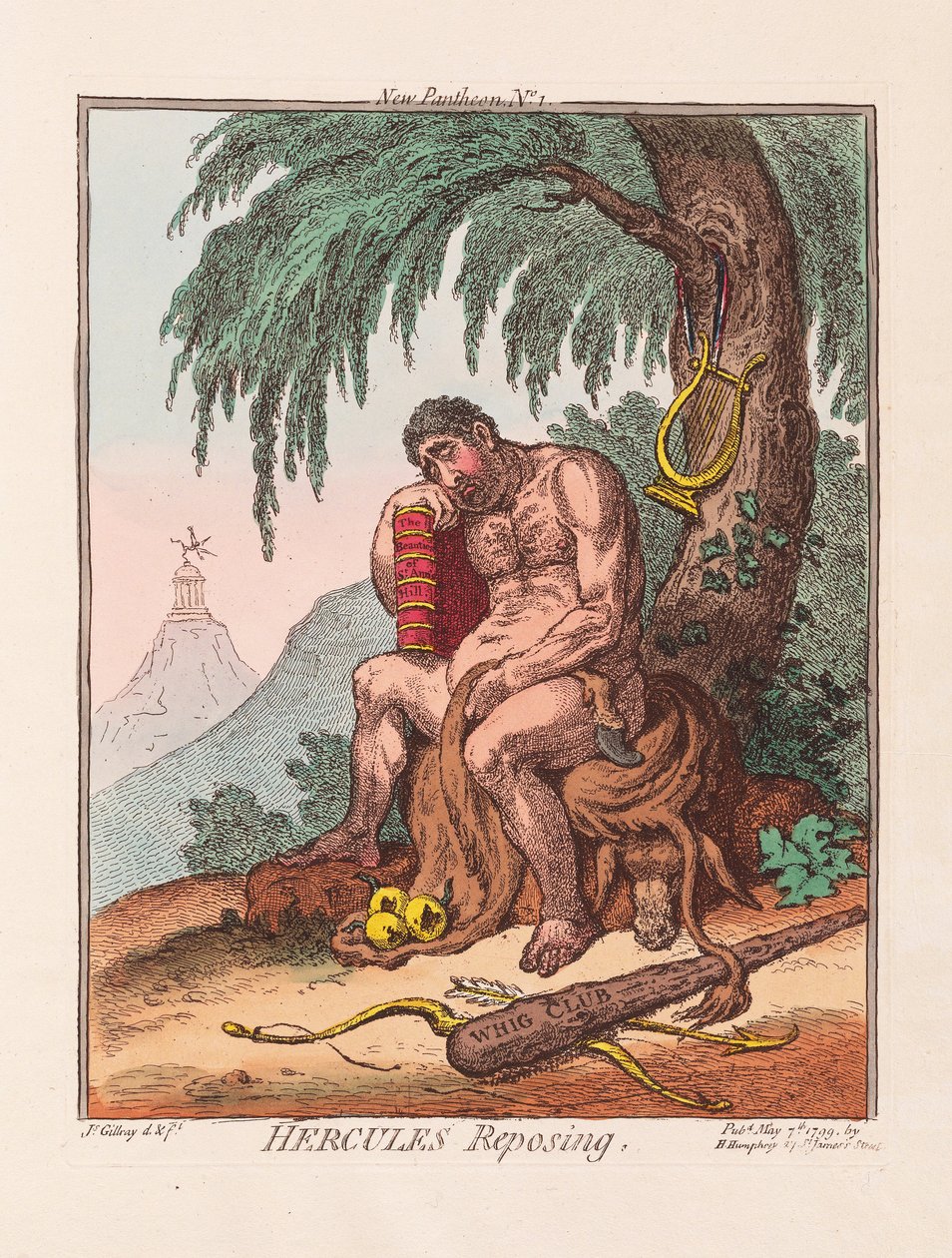 Hercules Reposing, kocsma. 1799 (kézzel színezett metszet) alkotó: James Gillray