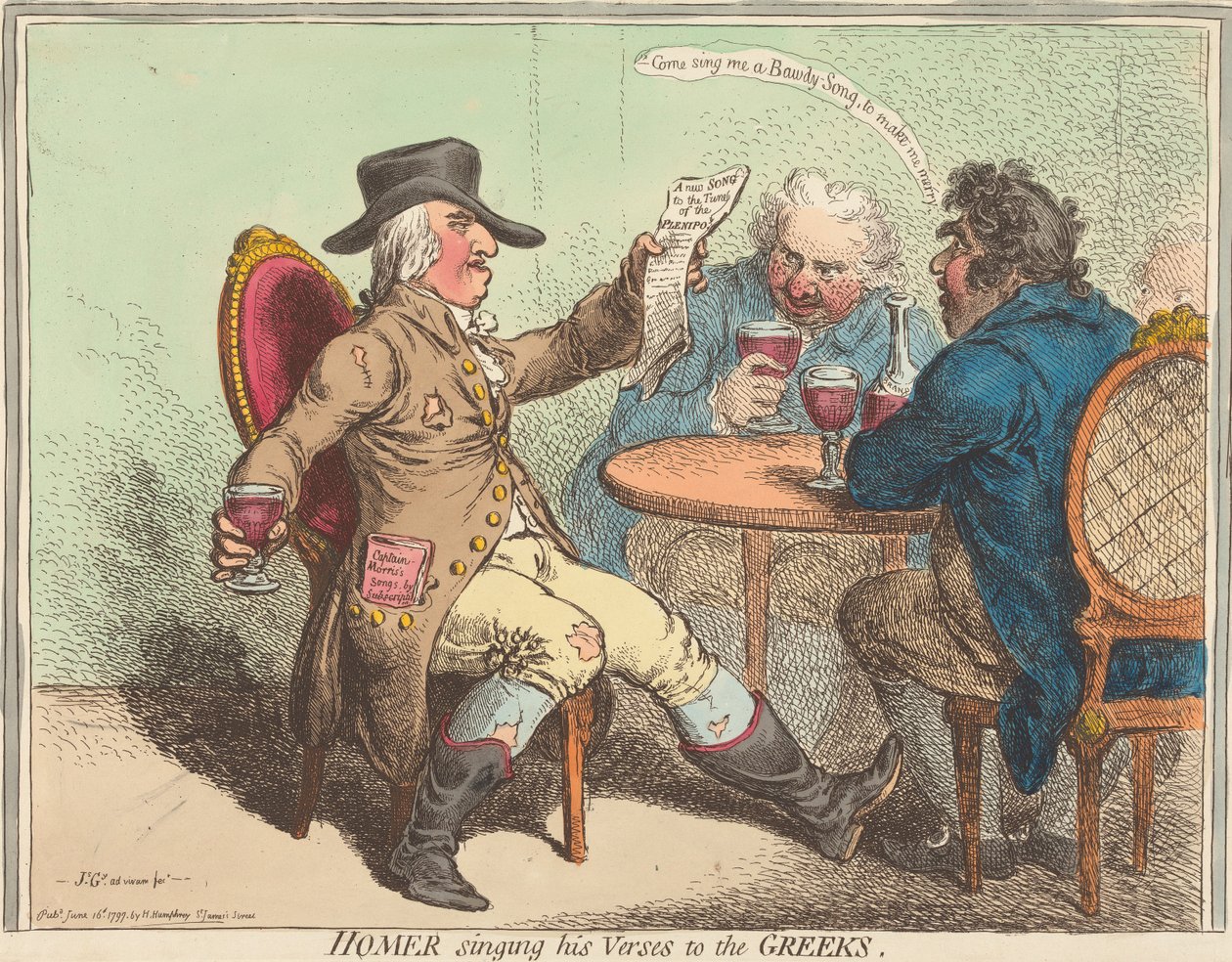 Homer singt seine Verse den Griechen alkotó: James Gillray