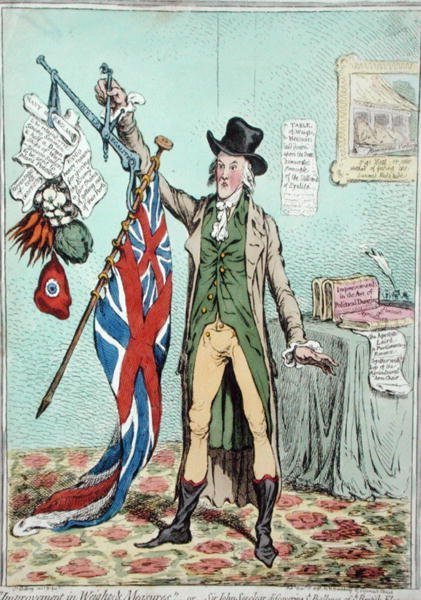 Improvement in Weights and Balances, avagy Sir John Seeclear felfedezi a brit zászló egyensúlyát, Hannah Humphrey adta ki 1798-ban (kézzel színezett rézkarc) alkotó: James Gillray