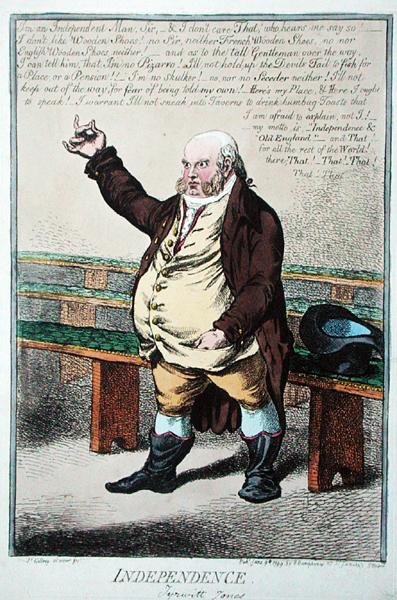 Az Independence vagy Tyrwhitt Jones, Hannah Humphrey adta ki 1799-ben (kézzel színezett rézkarc) alkotó: James Gillray