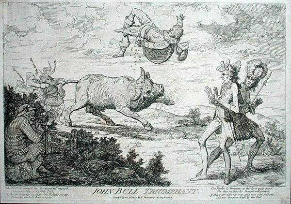 John Bull Triumphant, kiadta William Humphrey 1780-ban (metszet) alkotó: James Gillray
