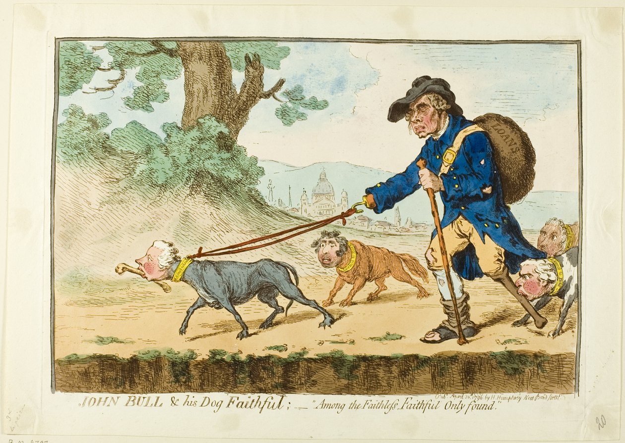 John Bull és hűséges kutyája alkotó: James Gillray