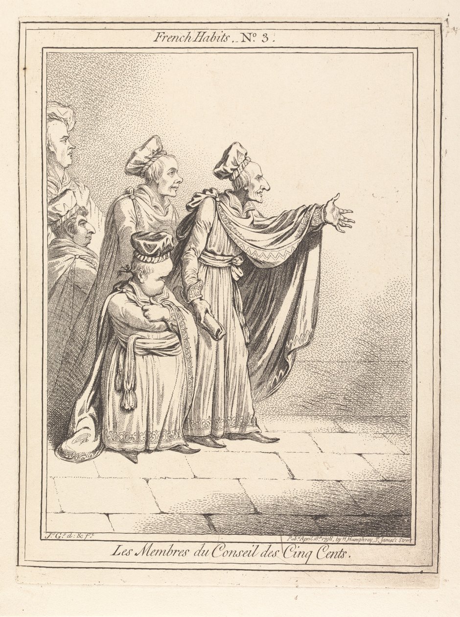 Az Ötszázak Tanácsának tagjai. Francia viseletek, 3. sz. alkotó: James Gillray