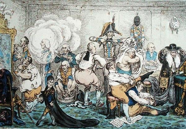 Tisztességes, azaz széles fenekűek készítése Nagyjelmezbe kerülés, kocsma. írta: Hannah Humphrey alkotó: James Gillray
