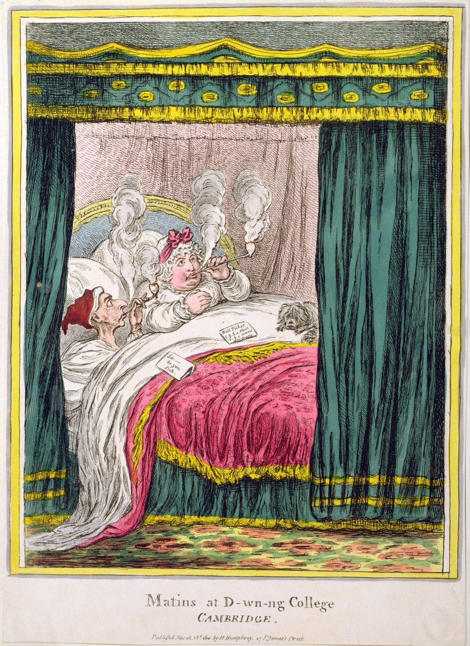 Matins a Cambridge-i D-wn-ng College-ban, Hannah Humphrey adta ki 1810-ben (kézzel színezett rézkarc) alkotó: James Gillray