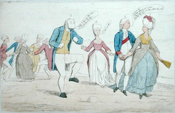 A Salisbury-síkságon nemrég felfedezett emlékművek, Hannah Humphrey 1782-ben (kézzel színezett rézkarc) alkotó: James Gillray
