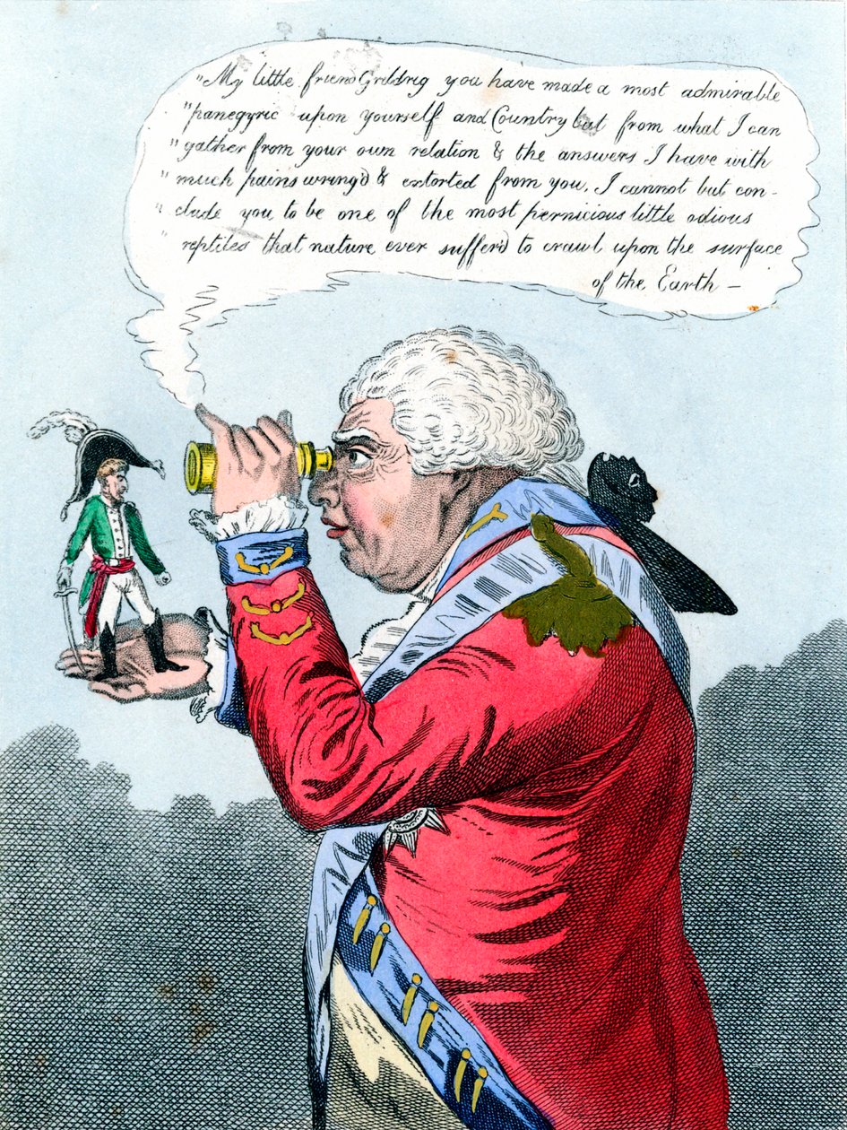 Napóleon és III. György király mint Gulliver és Brobdingnag királya, 1803. július alkotó: James Gillray