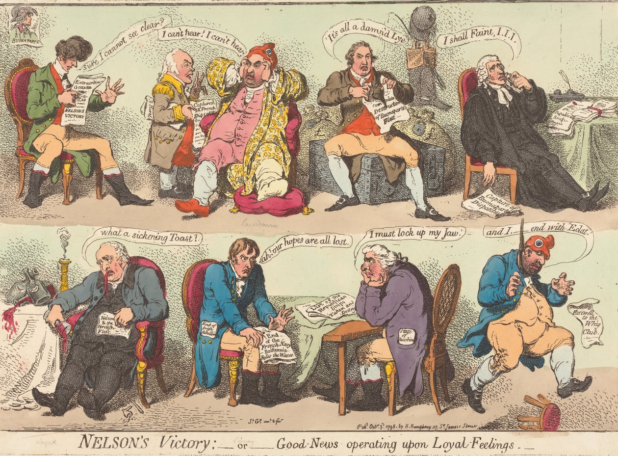 Nelson győzelme: – vagy – Jó hír, amely a hűséges érzelmekre hat alkotó: James Gillray