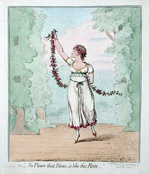A Hannah Humphrey által 1796-ban kiadott „No Flower that Blows olyan, mint ez a rózsa” (kézzel színezett rézkarc) alkotó: James Gillray