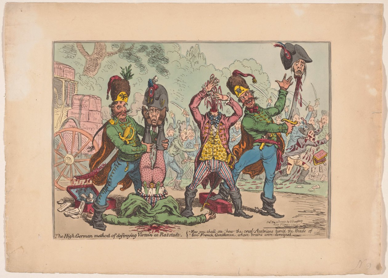 A francia követekkel való osztrák bánásmód, 1799 Felnémet módszer a férgek elpusztítására Rat-stadtban (cím az objektumon) alkotó: James Gillray