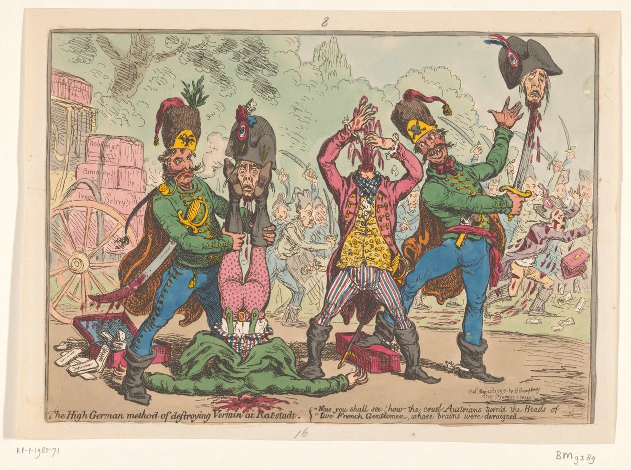 A francia követekkel való osztrák bánásmód, 1799 Felnémet módszer a férgek elpusztítására Rat-stadtban (cím az objektumon) alkotó: James Gillray