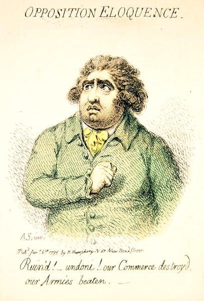 Opposition Eloquence, Hannah Humphrey 1795-ben (kézzel színezett metszet) (191281 részlet) alkotó: James Gillray