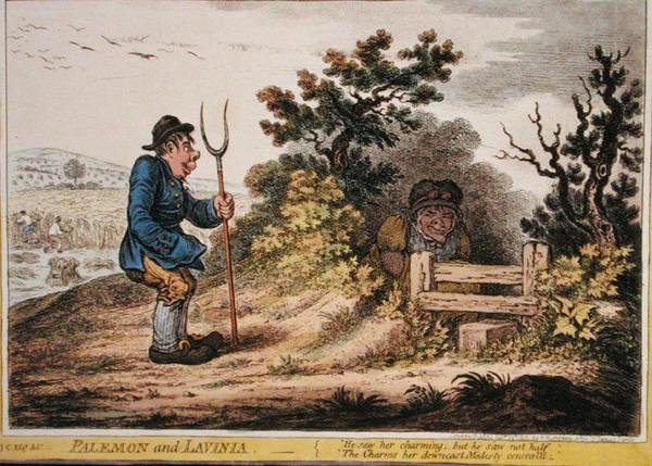 Palemon és Lavinia, Hannah Humphrey adta ki 1805-ben (kézzel színezett rézkarc) alkotó: James Gillray