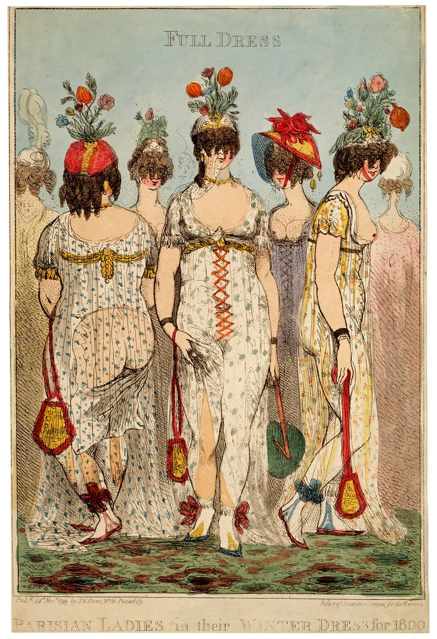 Párizsi hölgyek teljes téli ruhájukban, 1800, 1799. alkotó: James Gillray