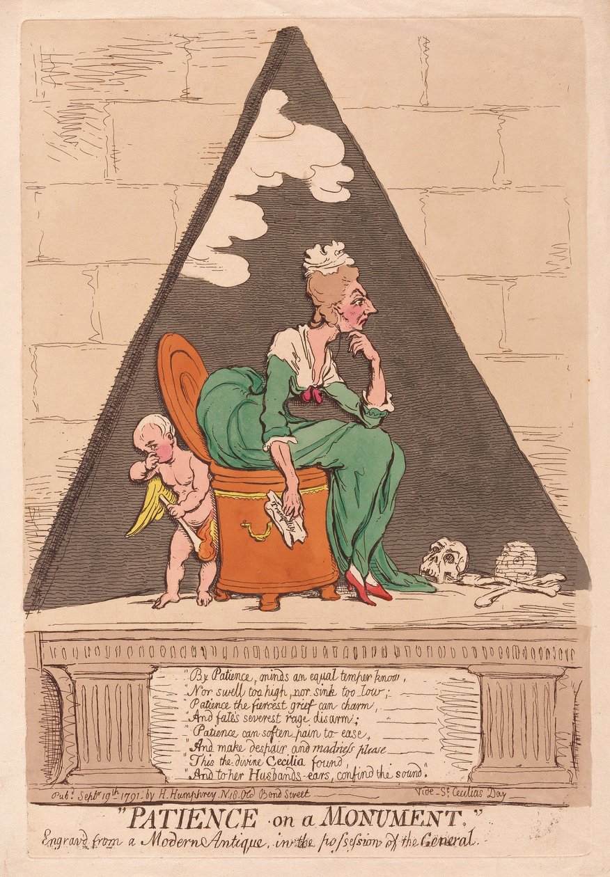 Türelem egy emlékműben, kocsmában. 1791 (kézzel színezett metszet) alkotó: James Gillray