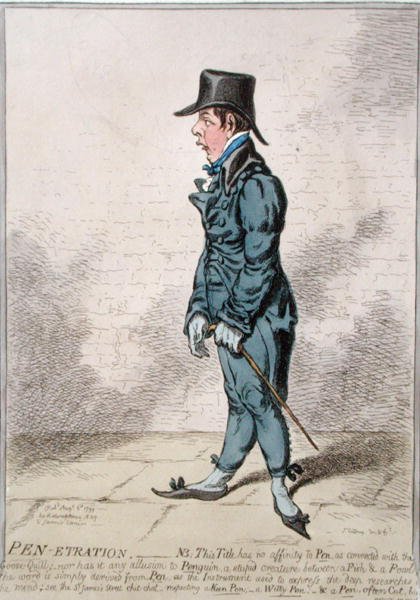 Pen-Etration, Hannah Humphrey 1799-ben (kézzel színezett rézkarc) alkotó: James Gillray