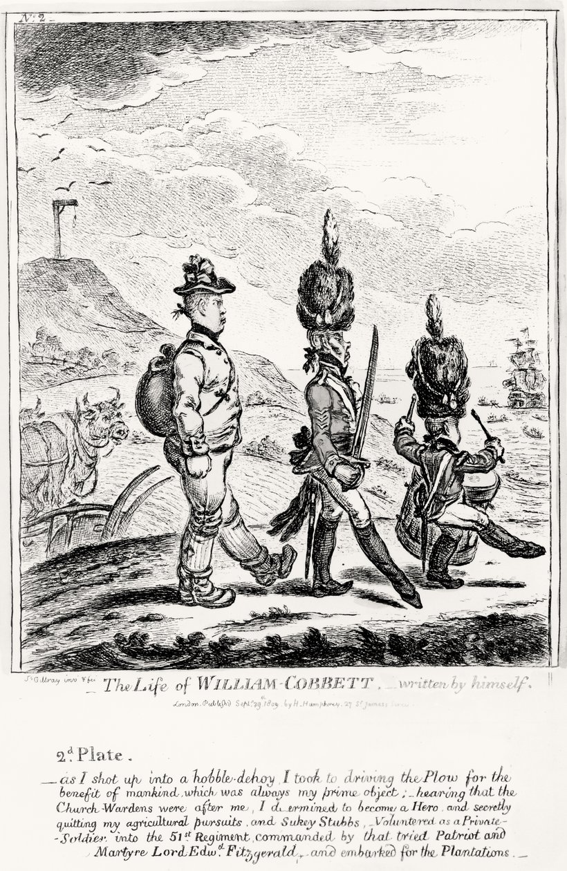 2. tábla, William Cobbett életéből, saját maga írta, kocsma. H. Humphrey, 1809 alkotó: James Gillray