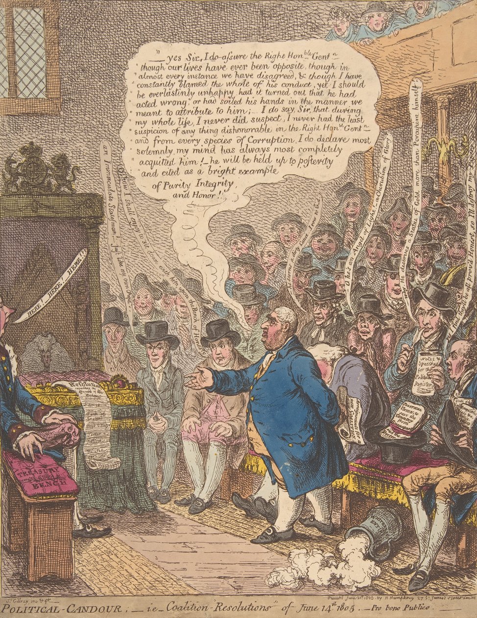 Politikai-Őszinteség,- azaz-Koalíció-1805. június 14-i határozatok.-Pro bono Publi..., 1805. június 21.. alkotó: James Gillray