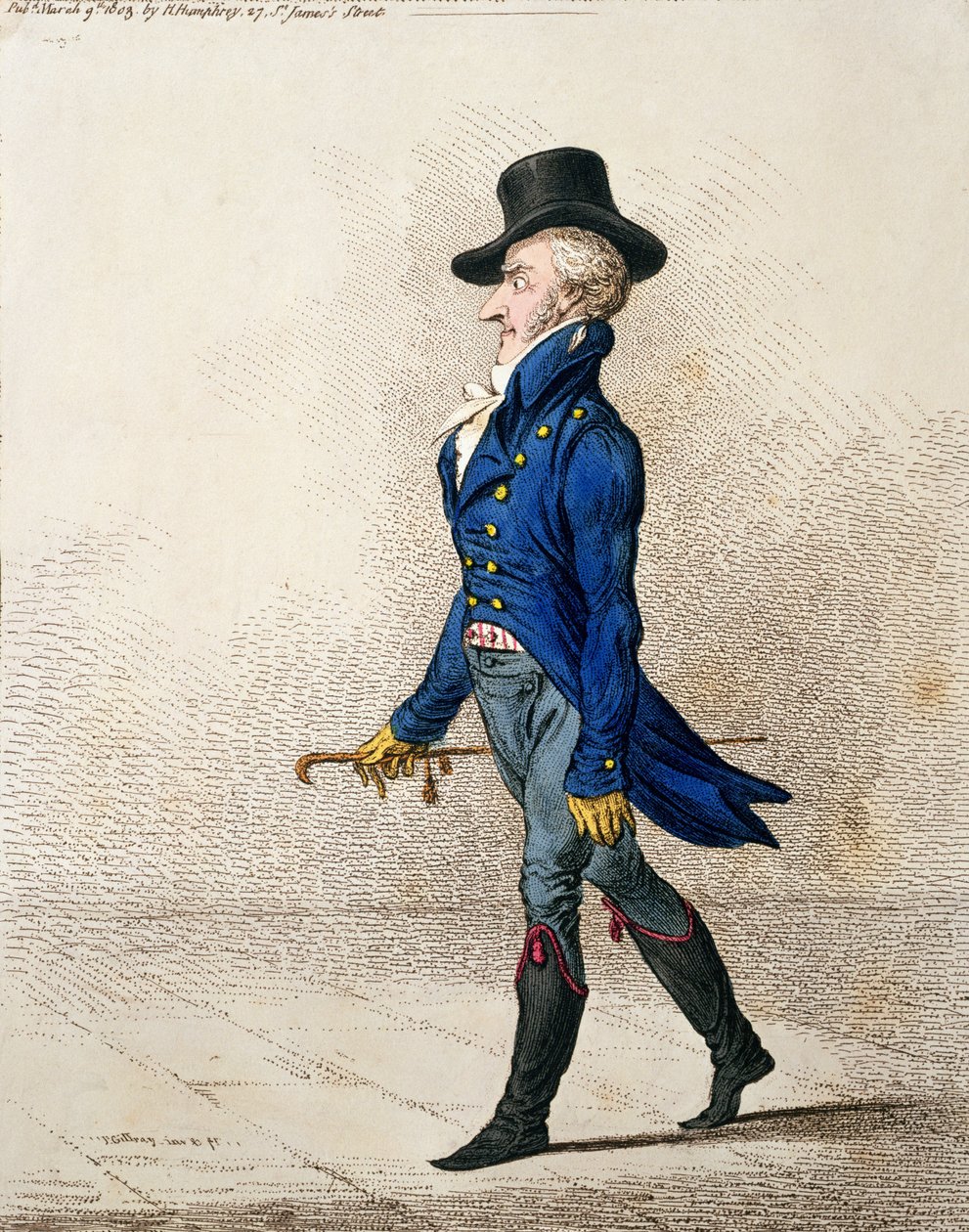 Egy férfi portréja, Hannah Humphrey 1803-ban (kézzel színezett rézkarc) alkotó: James Gillray