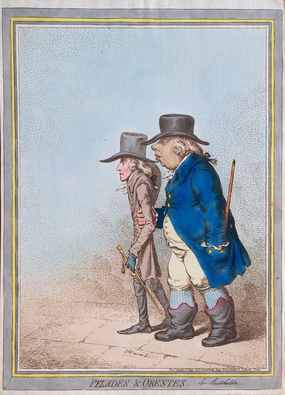 Pylades és Orestes, kocsma. Hannah Humphrey, 1797 alkotó: James Gillray