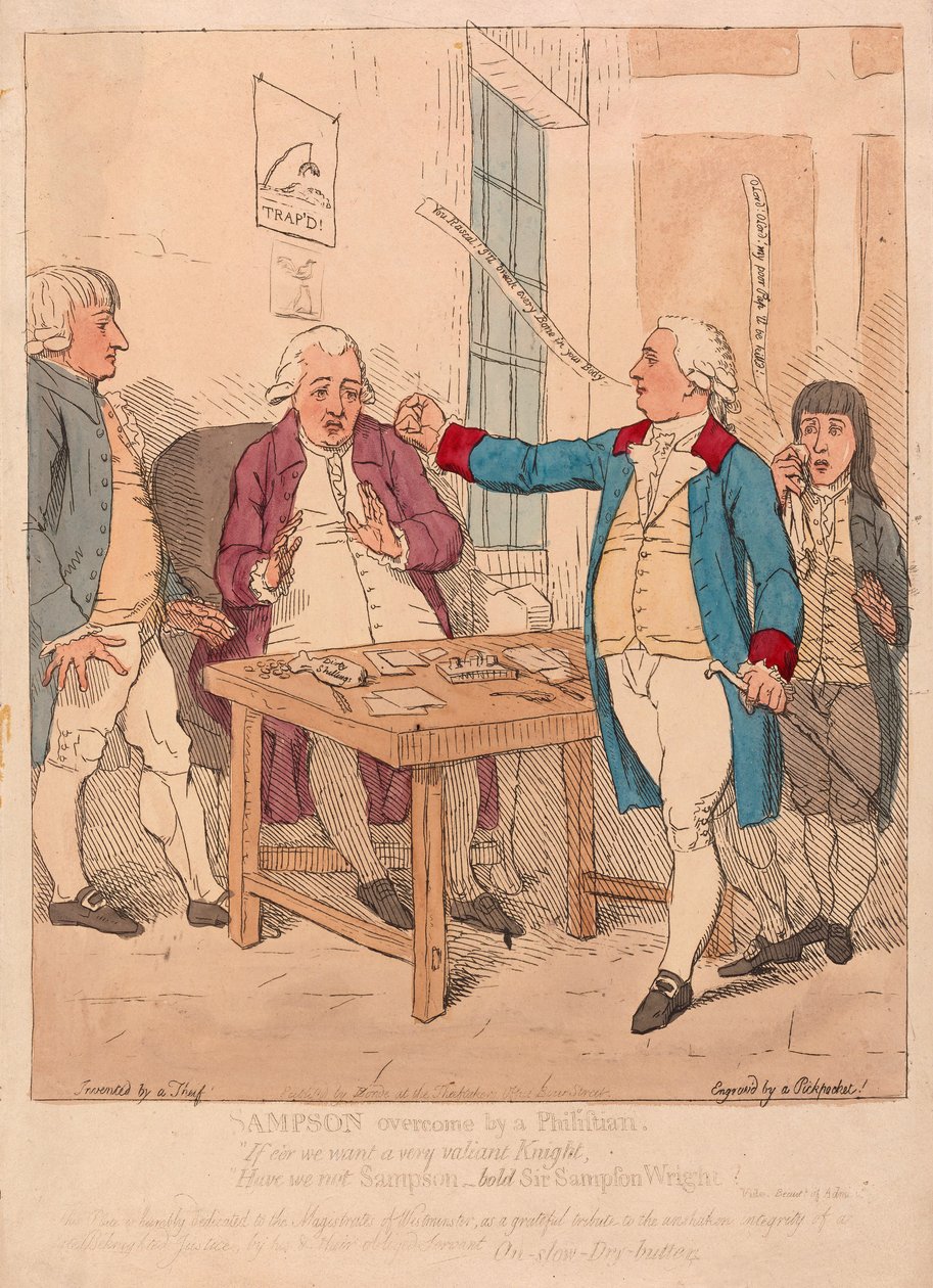 Sampsont legyőzte egy filisztán, kocsma. 1782 (kézzel színezett metszet) alkotó: James Gillray