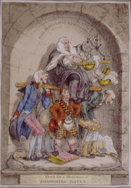 Vázlat a csalódott igazság emlékművéhez, Hannah Humphrey 1806-ban (kézzel színezett rézkarc) alkotó: James Gillray