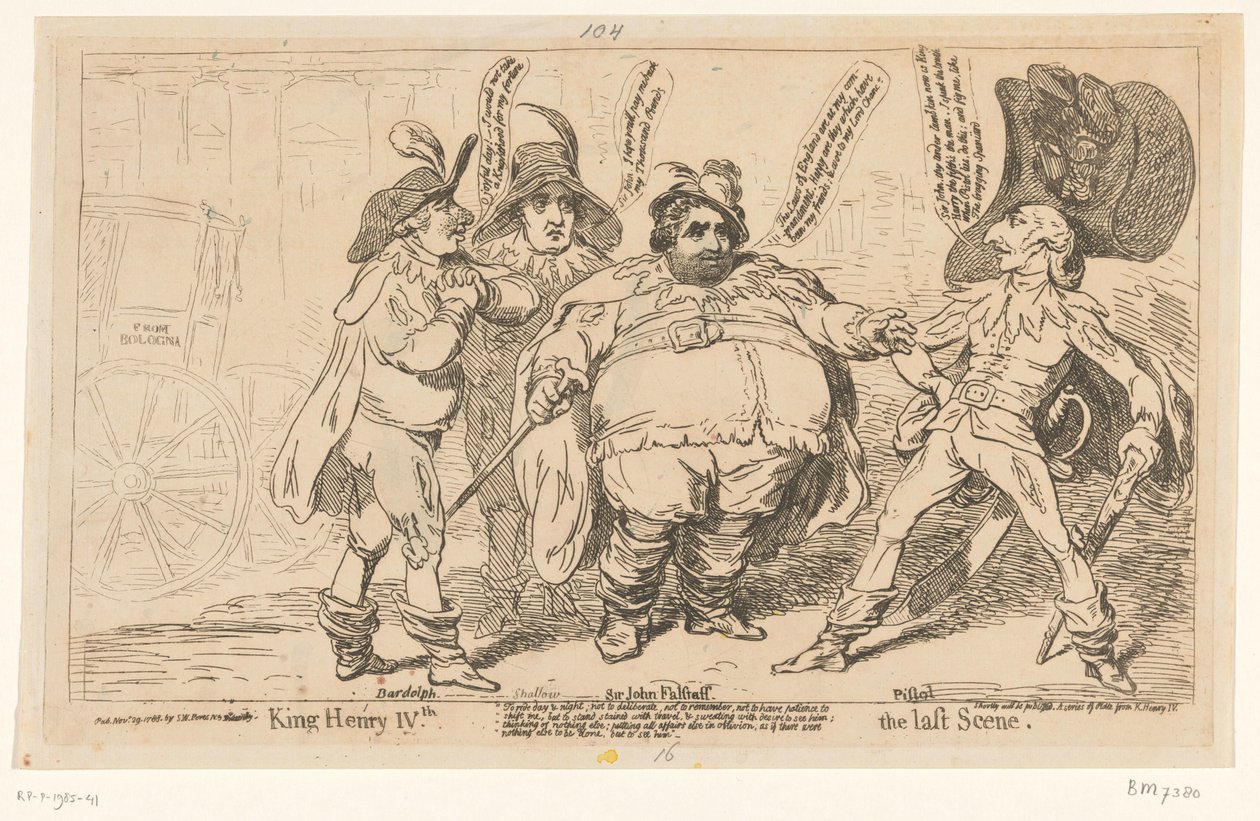 Spotprent, Charles Fox, 1788 Henrik király IV. Az utolsó jelenet (cím a tárgyon) alkotó: James Gillray