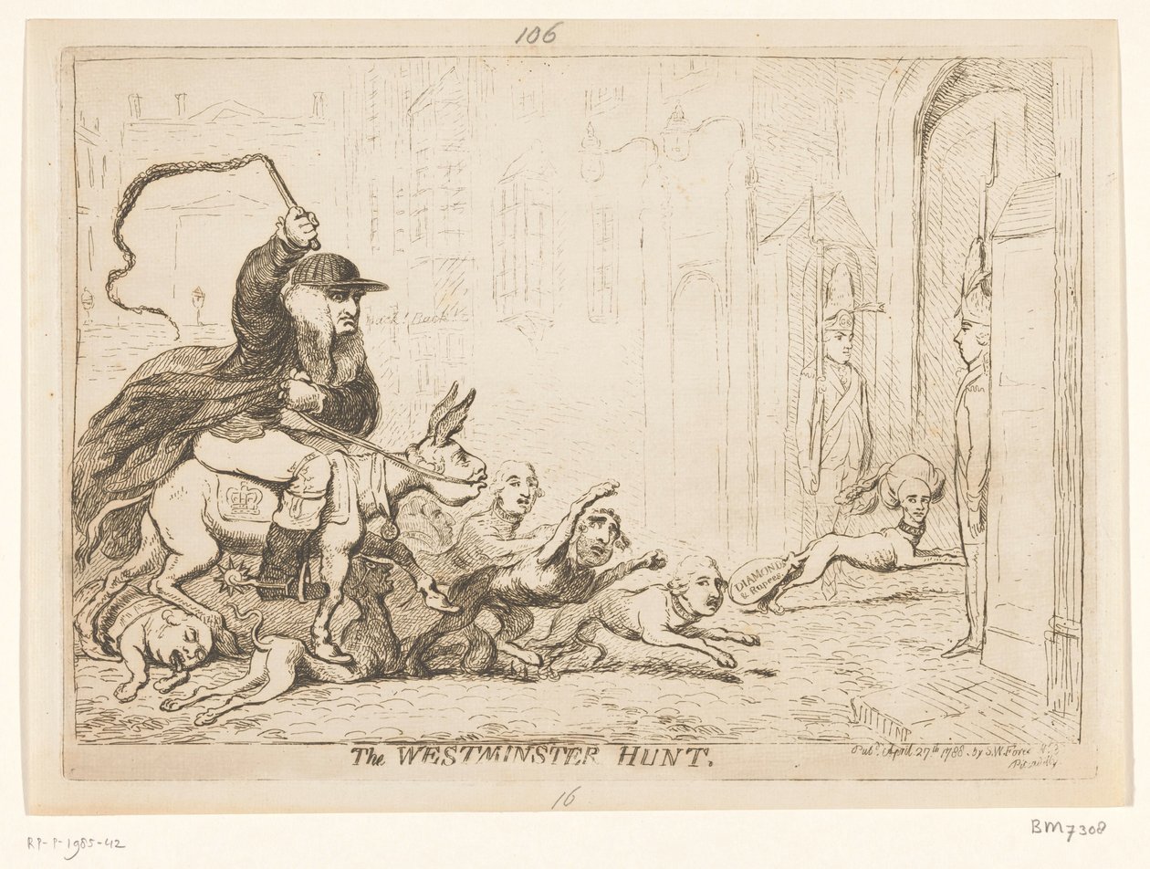 Karikatúra Warren Hastingsről, 1788 A Westminster Hunt (cím az objektumon) alkotó: James Gillray
