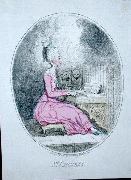 St. Cecília, Hannah Humphrey 1782-ben (kézzel színezett rézkarc) alkotó: James Gillray