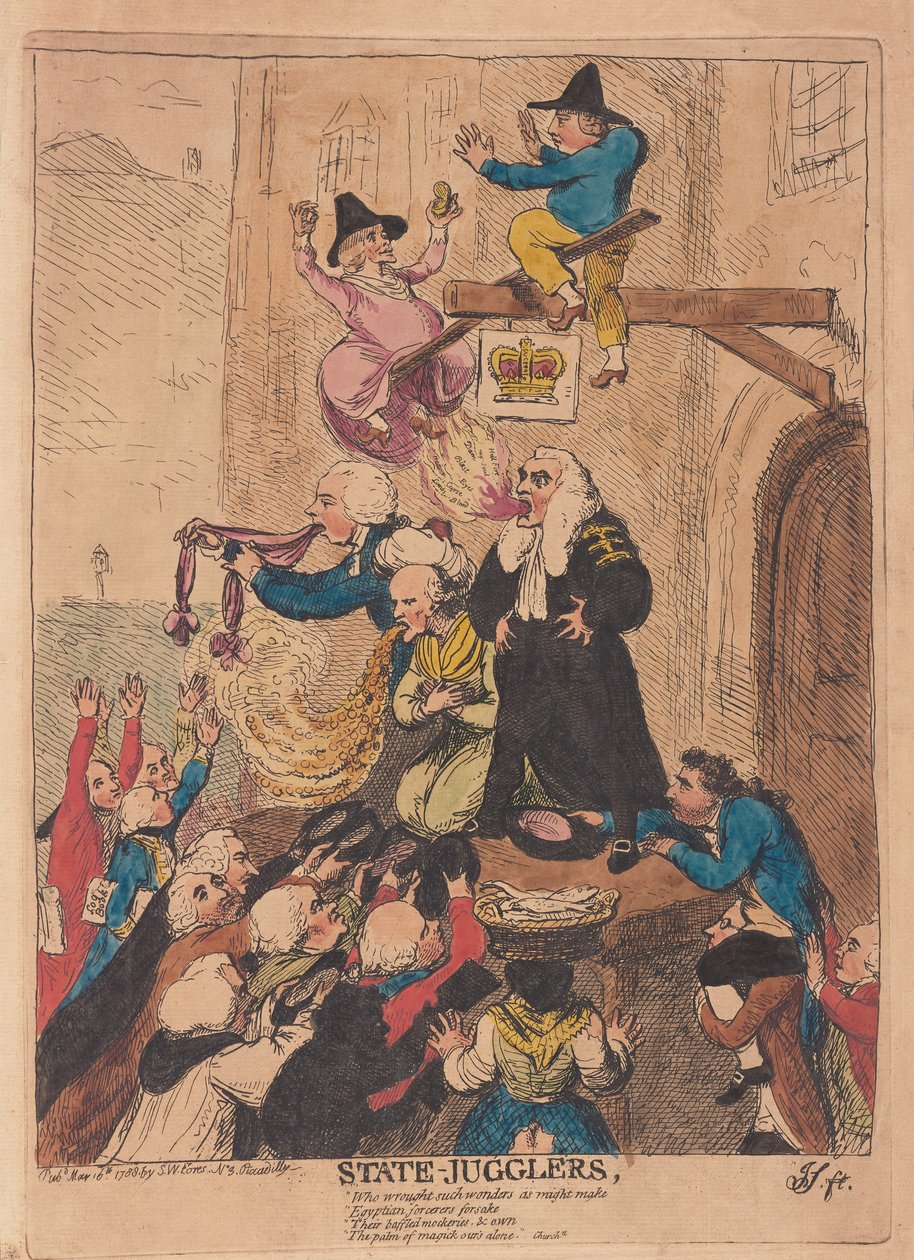 Állami Zsonglőrök, kocsma. 1788 (kézzel színezett metszet) alkotó: James Gillray