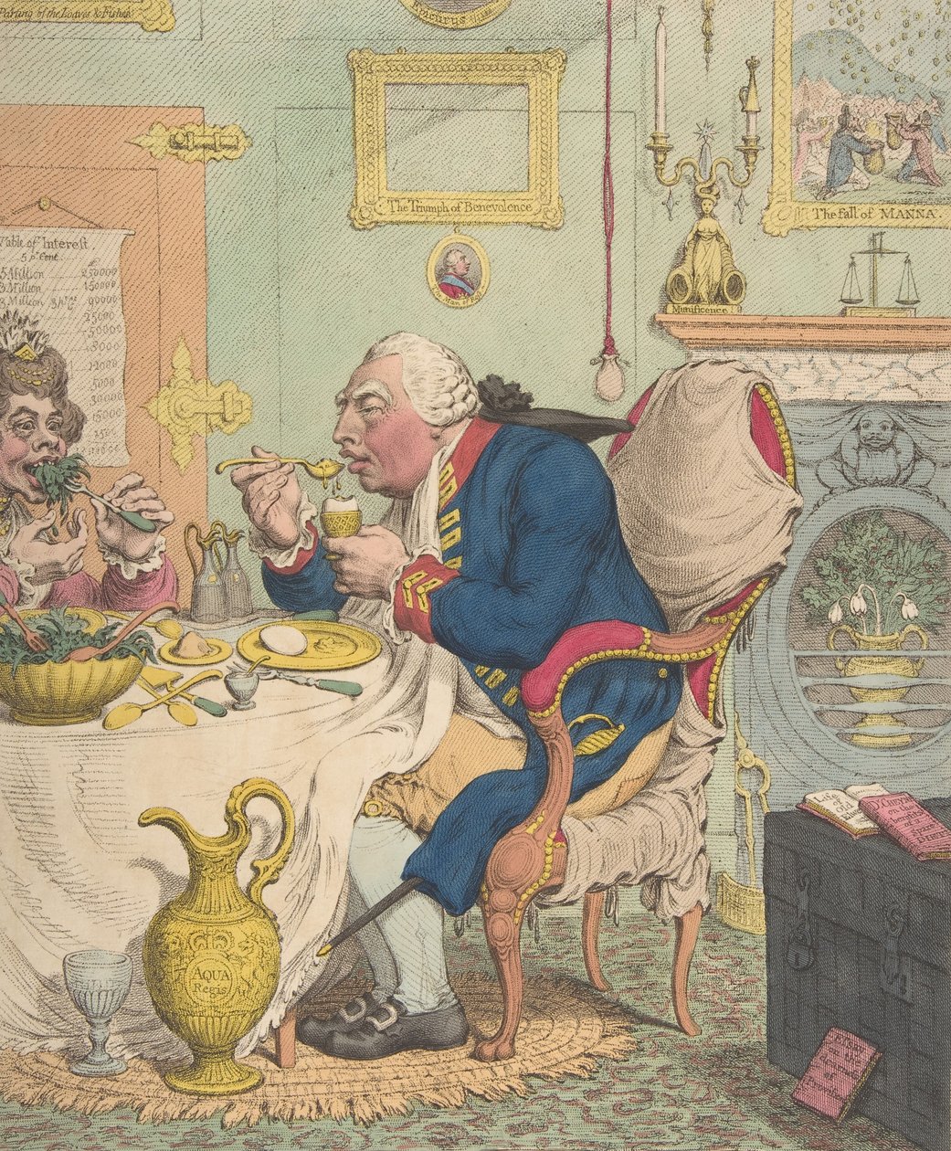 Takarékos étkezést élvező mértékletesség, 1792. július 28., 1792. július 28. alkotó: James Gillray