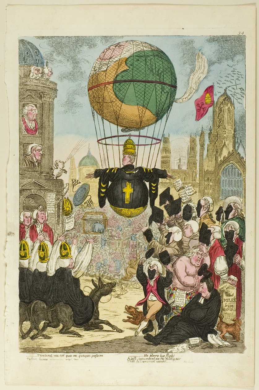Tentand via est qua me quoque possim tollere humo alkotó: James Gillray
