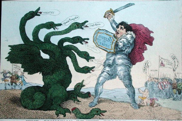A nép bajnoka, William Humphrey kiadója (kézzel színezett rézkarc) alkotó: James Gillray