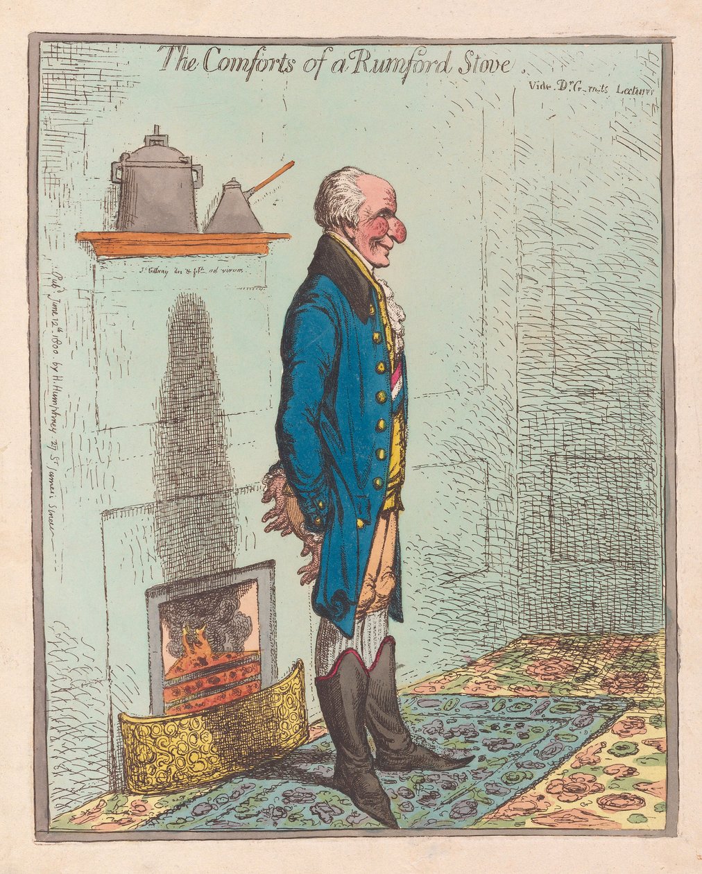 Egy rumfordi tűzhely kényelme, pub 1800 (kézzel színezett gravírozás) alkotó: James Gillray