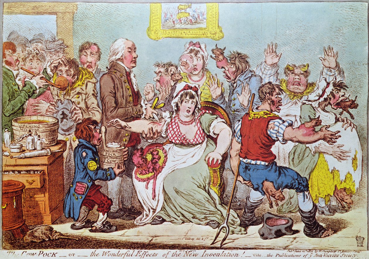 A Cow Pock avagy az új oltás csodálatos hatásai, H. Humphrey, 1809 alkotó: James Gillray