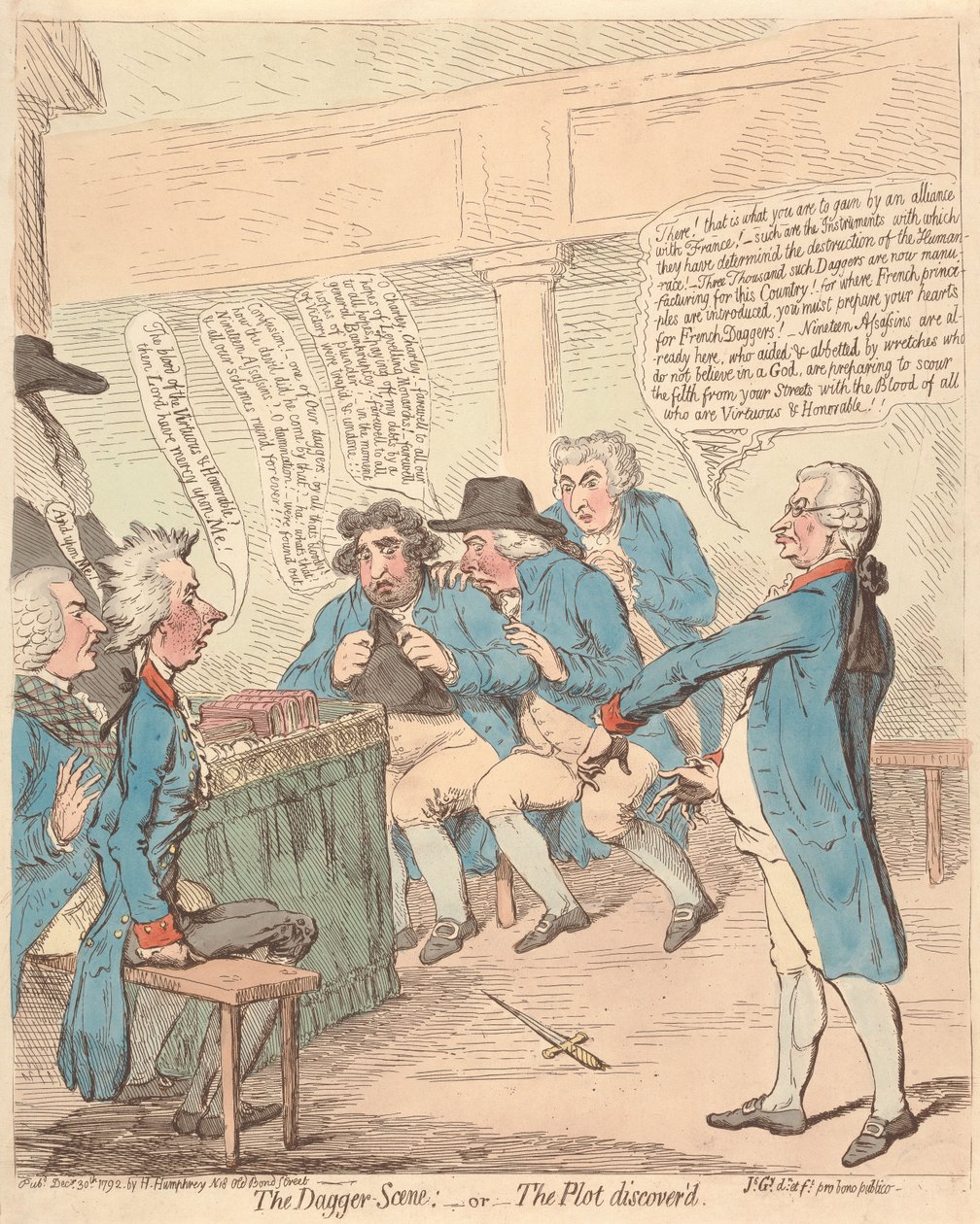 Die Dolchszene: - oder - Die aufgedeckte Verschwörung alkotó: James Gillray