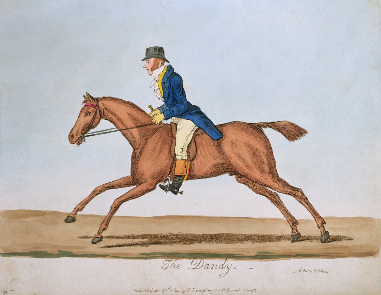 A Dandy, Hannah Humphrey 1810-ben (kézzel színezett rézkarc) alkotó: James Gillray