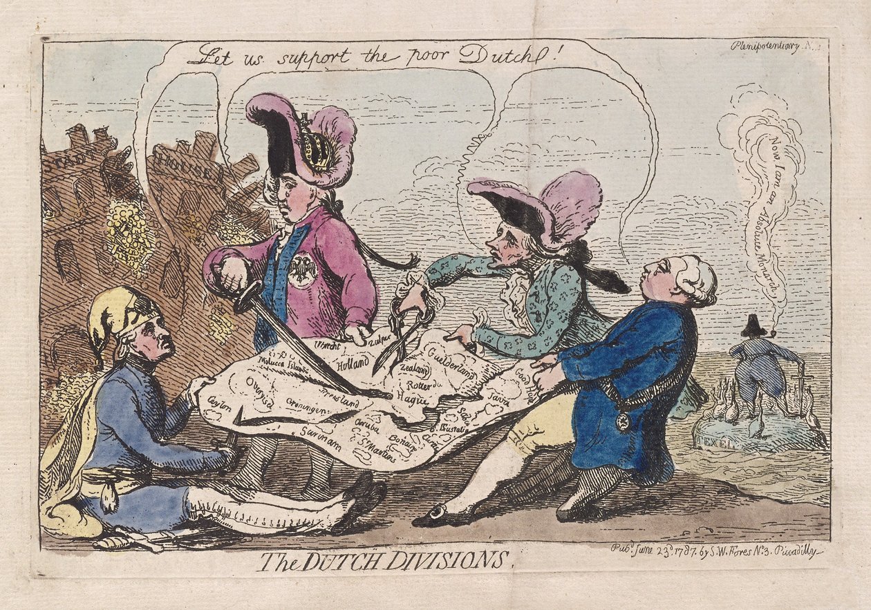 A holland osztályok, pub. 1787 (kézzel színezett metszet) alkotó: James Gillray