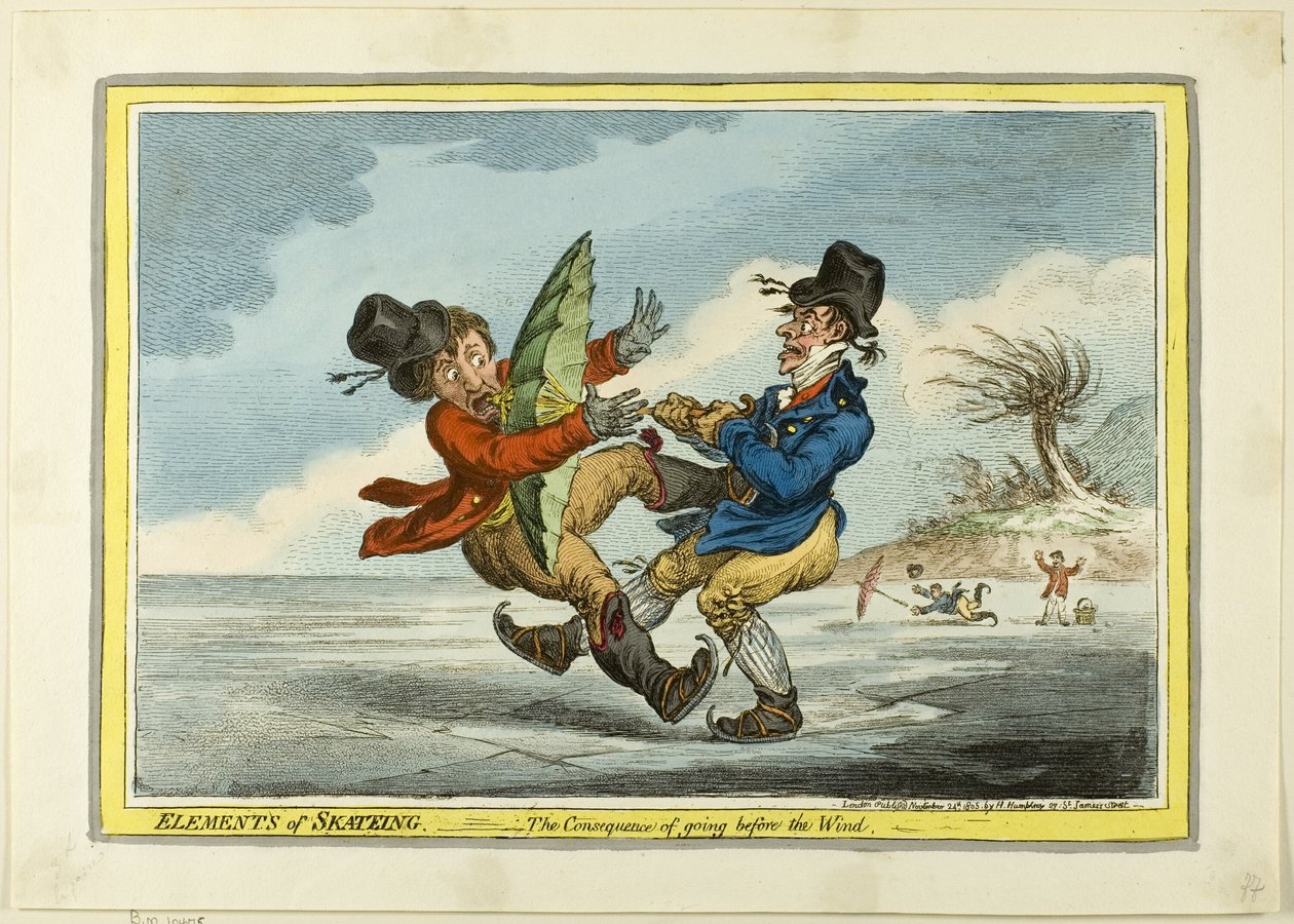 A korcsolyázás elemei: A szél előtt járás következményei alkotó: James Gillray